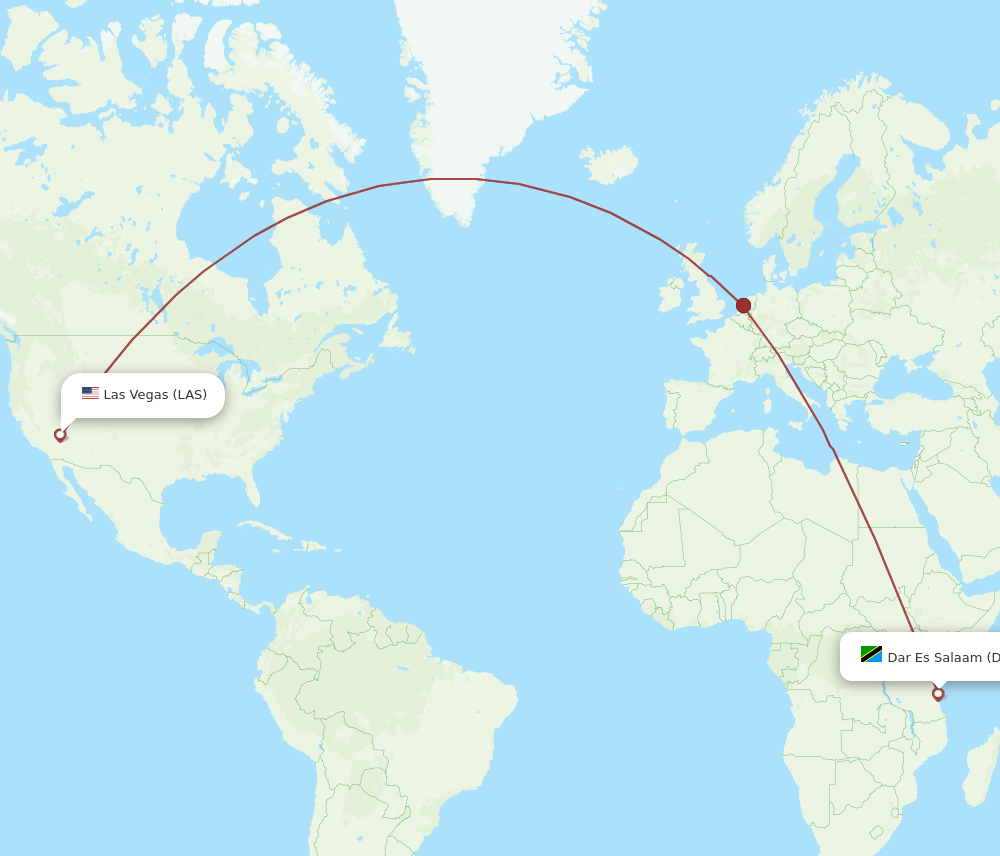 DAR to LAS flights and routes map