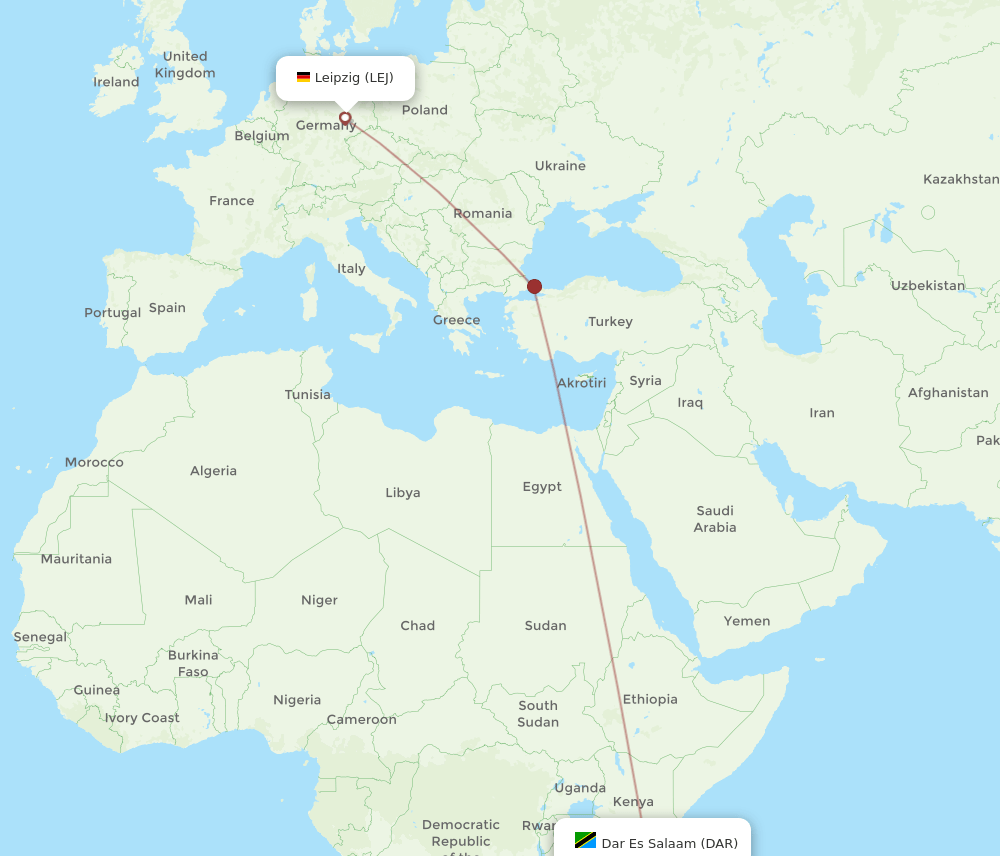 DAR-LEJ flight routes