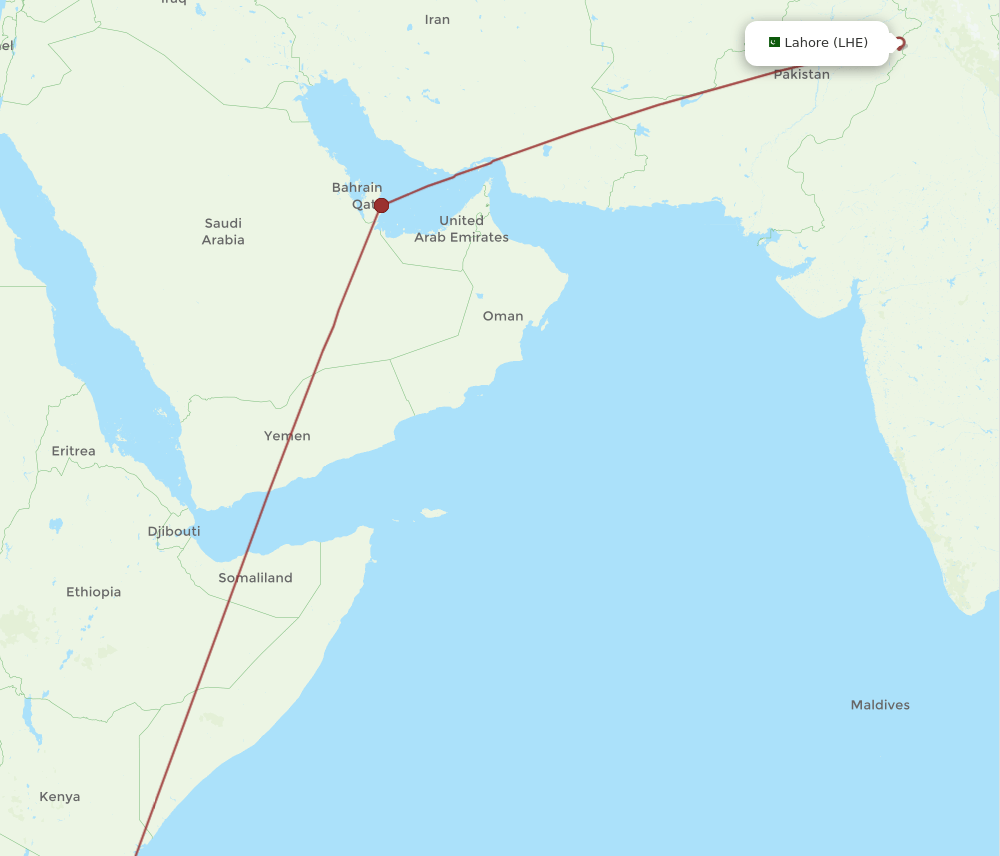 DAR-LHE flight routes