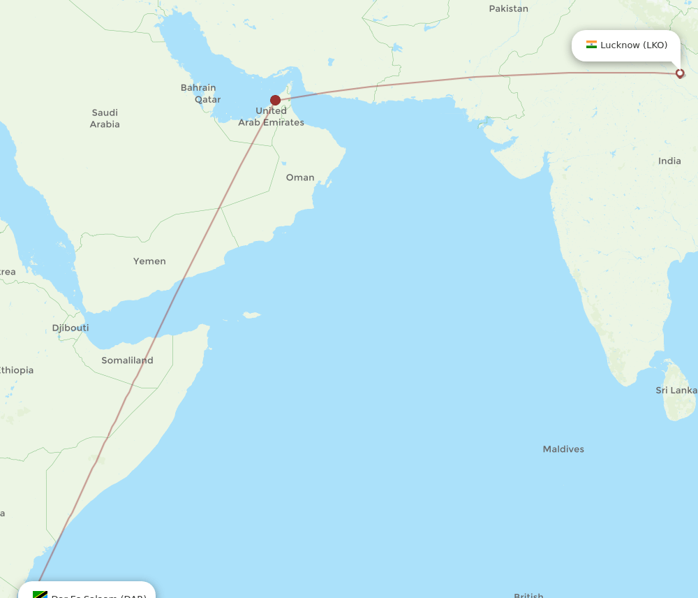 DAR-LKO flight routes