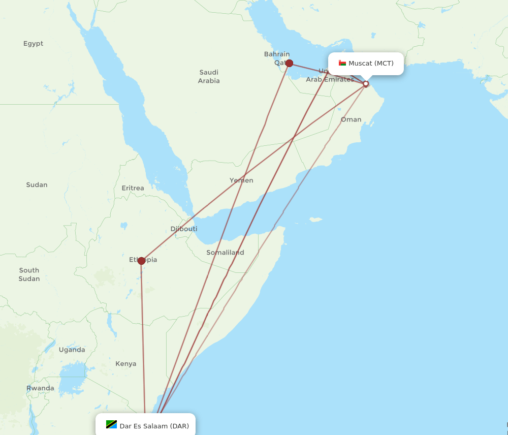 DAR-MCT flight routes