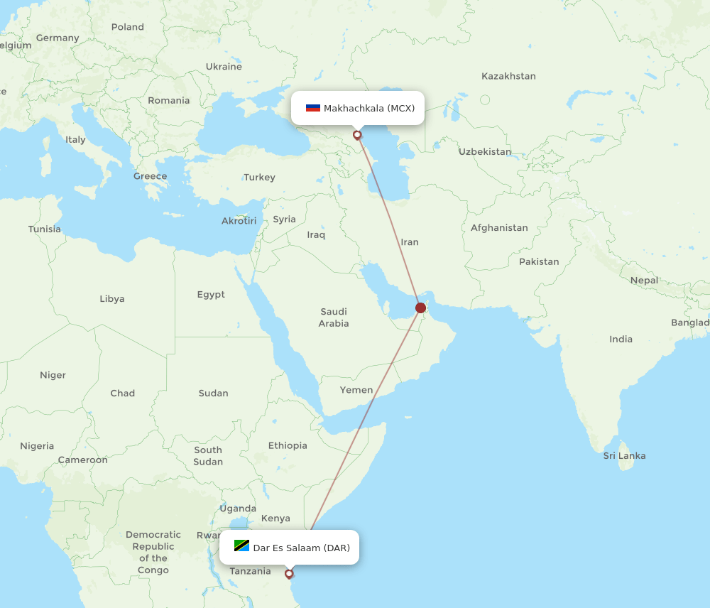 DAR-MCX flight routes