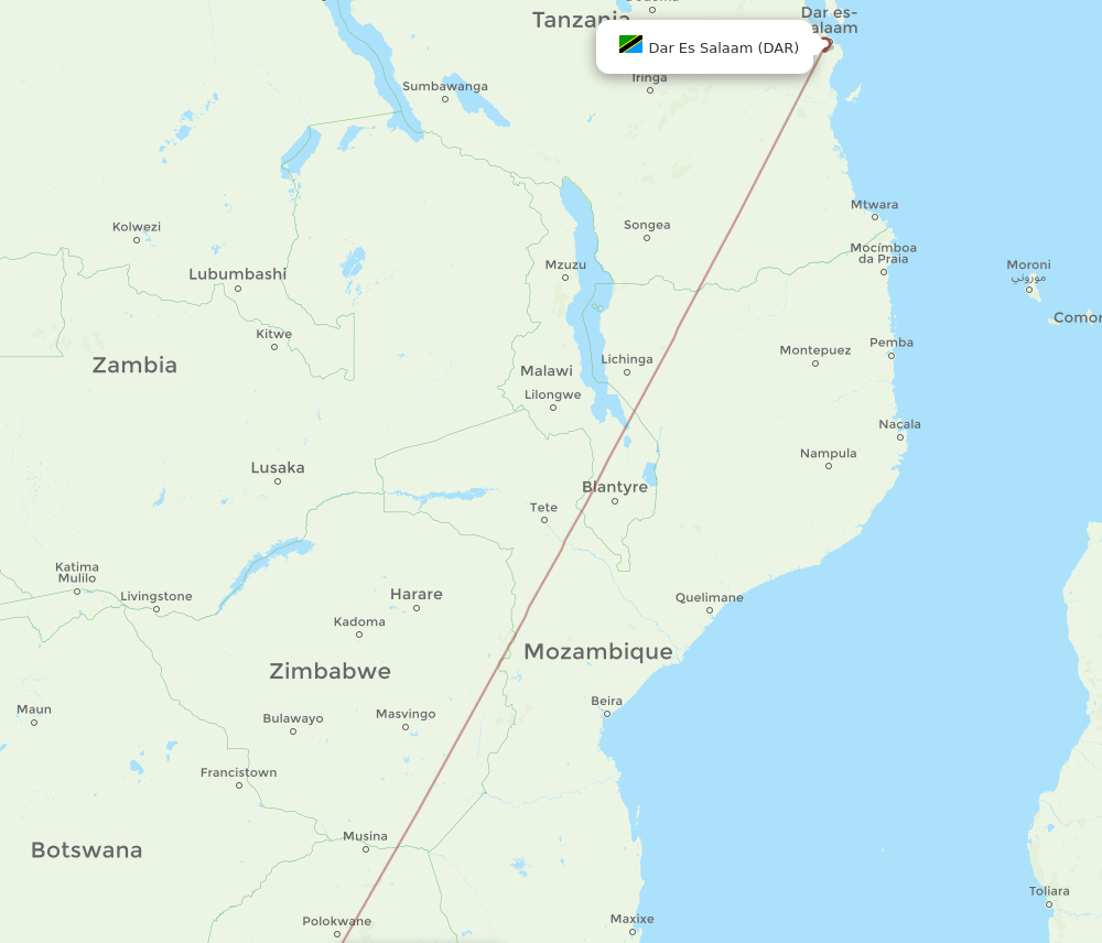 DAR-MQP flight routes