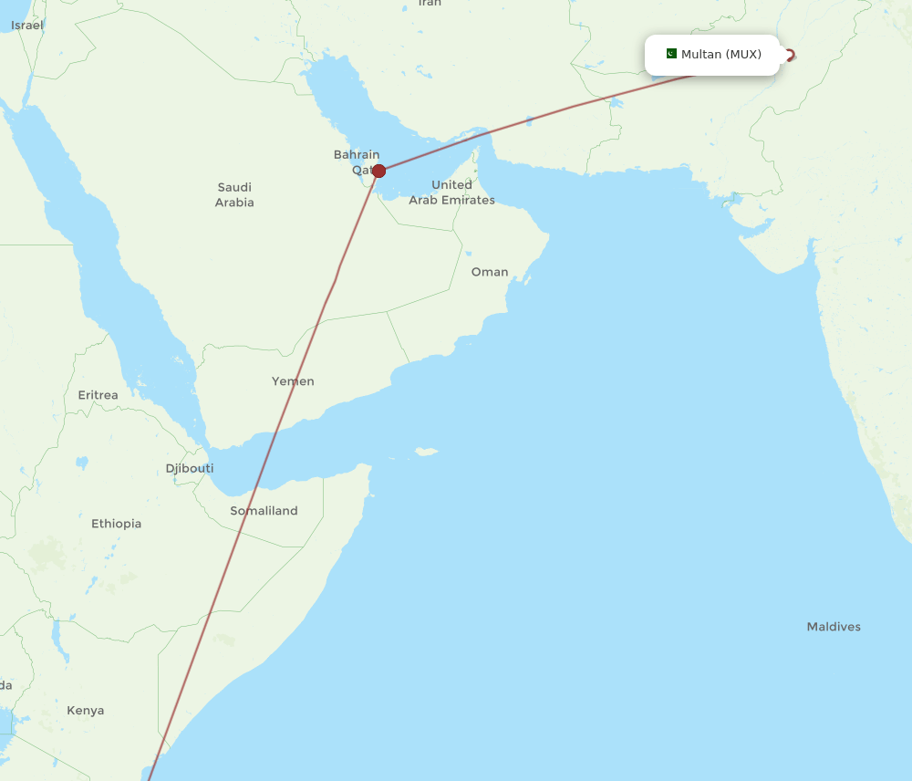 DAR-MUX flight routes