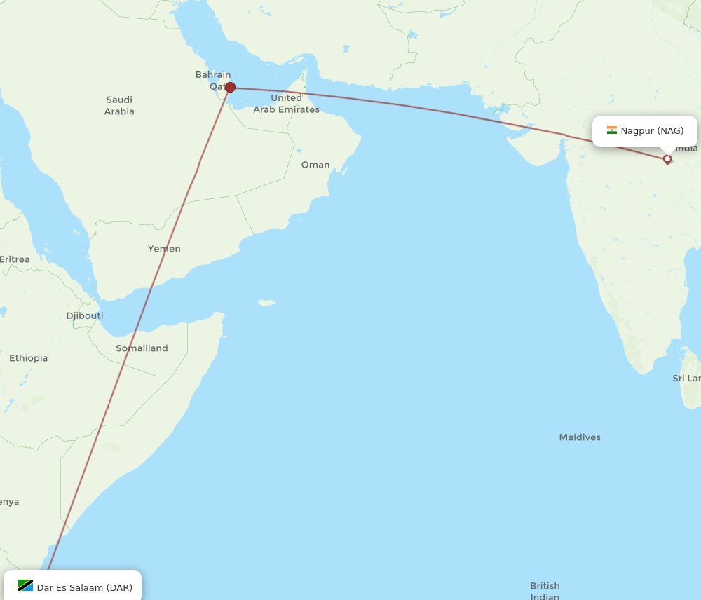 DAR-NAG flight routes