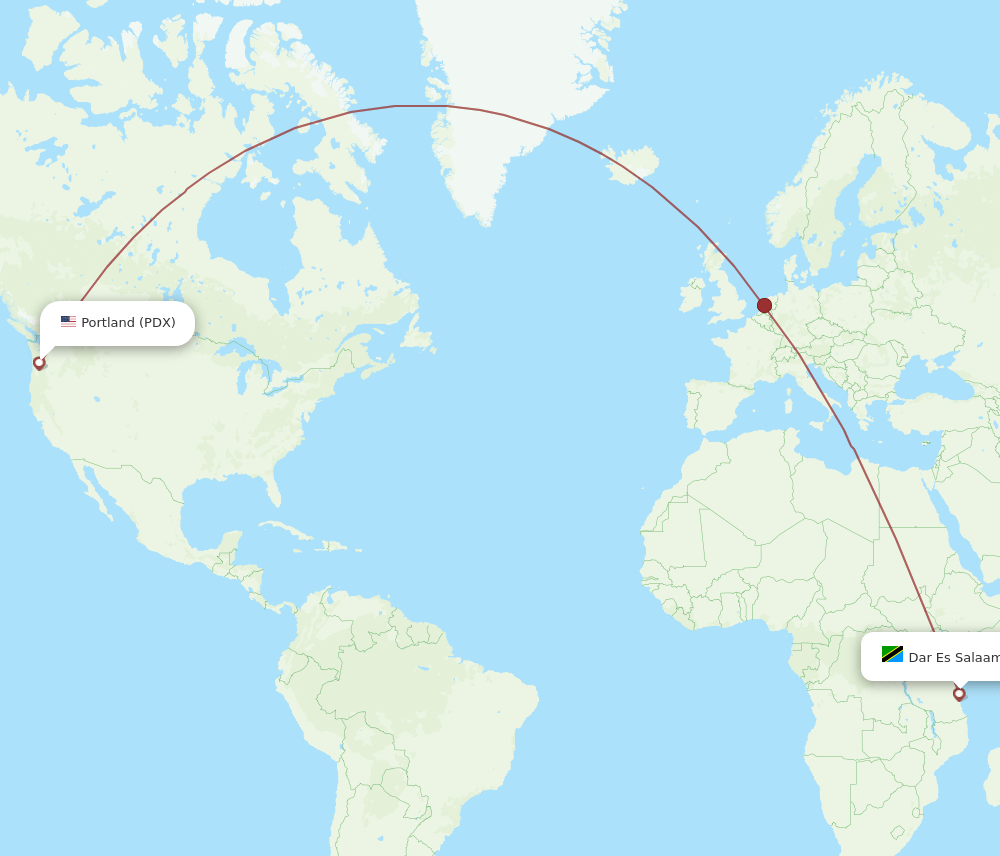 DAR-PDX flight routes