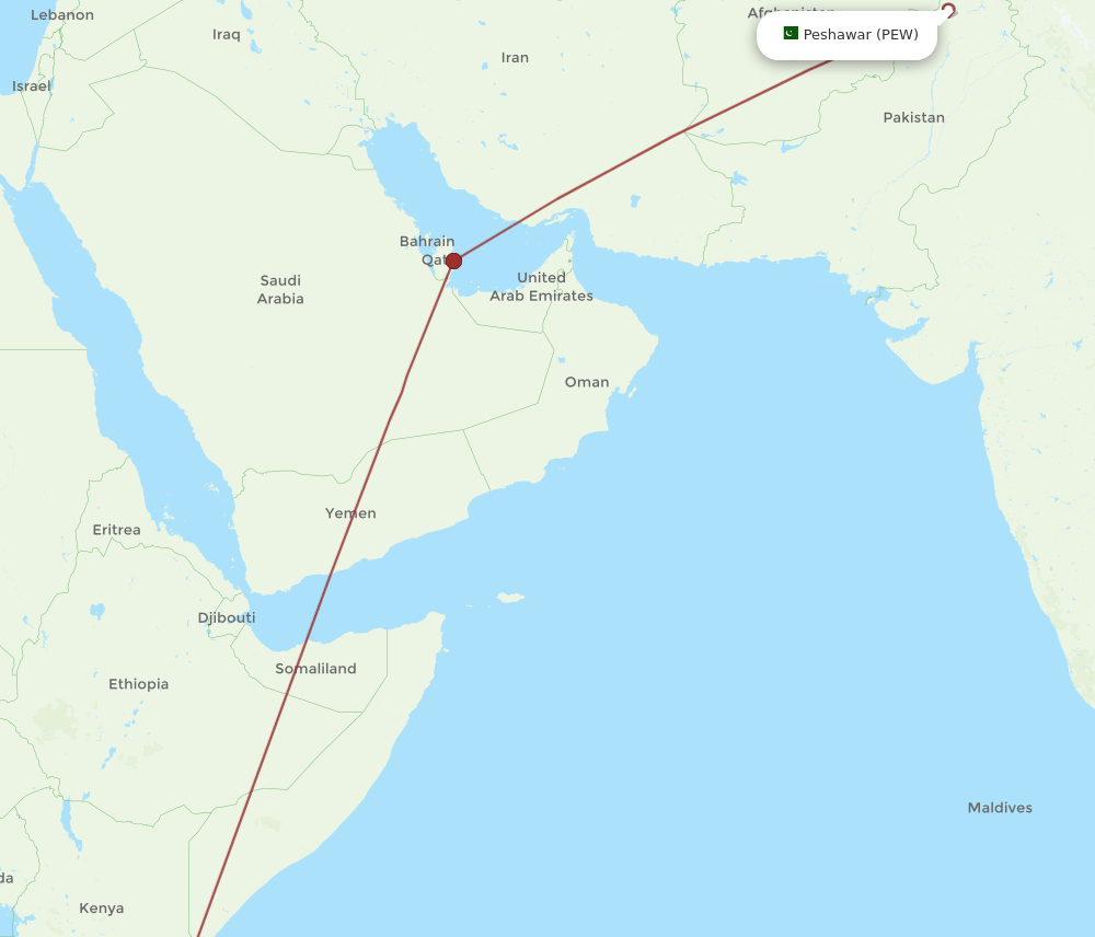 DAR-PEW flight routes