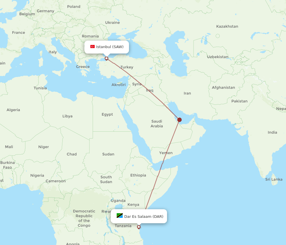 DAR-SAW flight routes