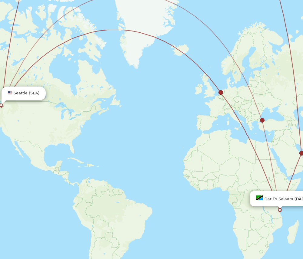 DAR-SEA flight routes