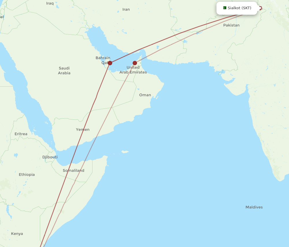 DAR-SKT flight routes