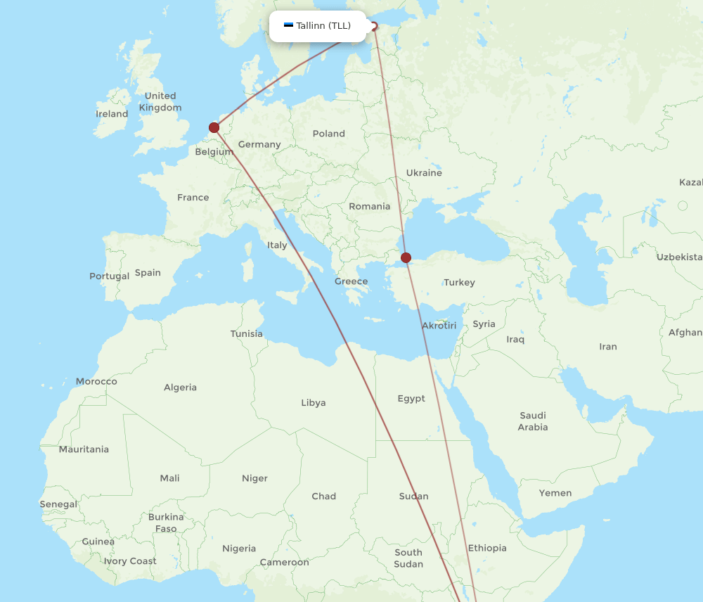 DAR-TLL flight routes