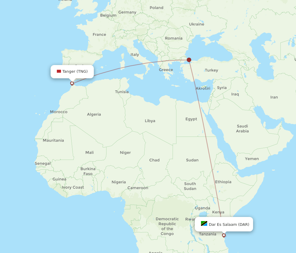 DAR-TNG flight routes
