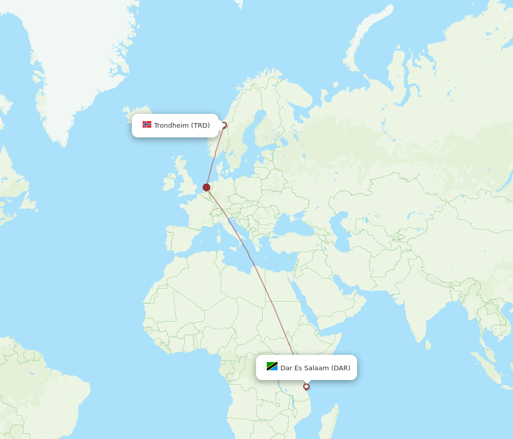 DAR to TRD flights and routes map