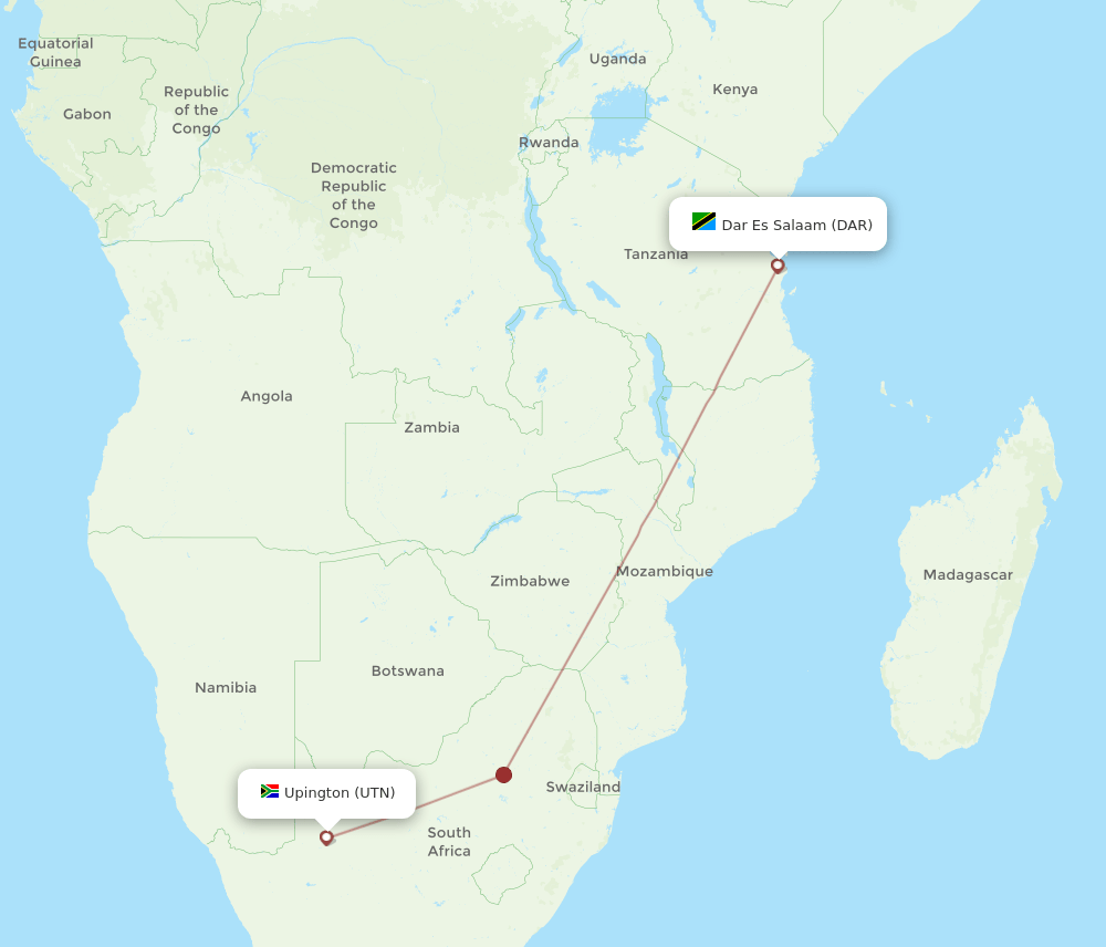 DAR-UTN flight routes