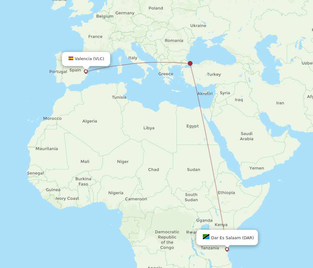 DAR-VLC flight routes