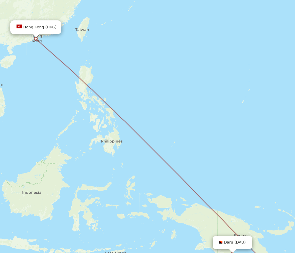 DAU-HKG flight routes