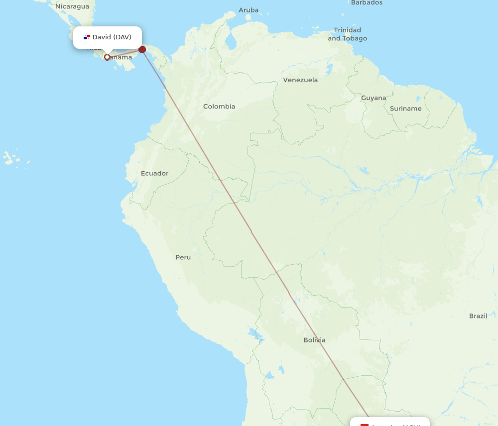 DAV-ASU flight routes
