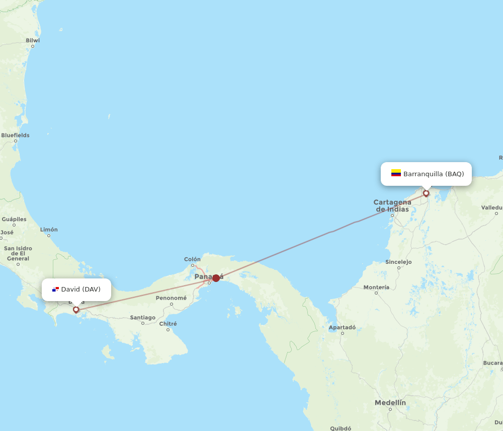 DAV-BAQ flight routes