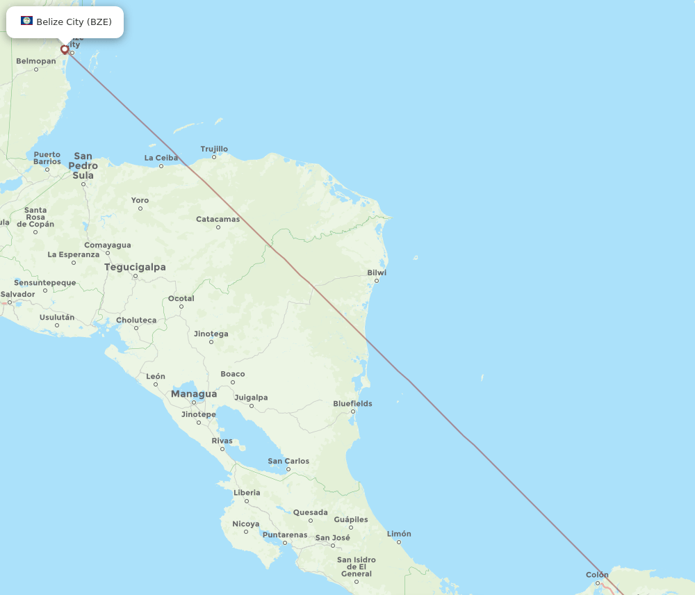 Belize City - David route map and flight paths