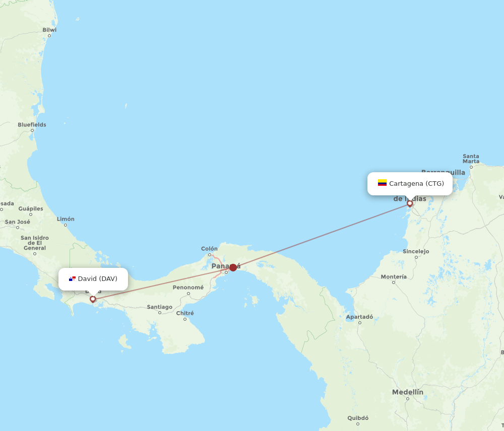 DAV-CTG flight routes