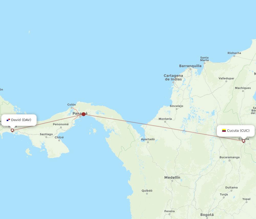 DAV-CUC flight routes