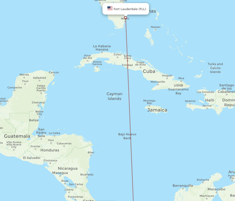 DAV to FLL flights and routes map