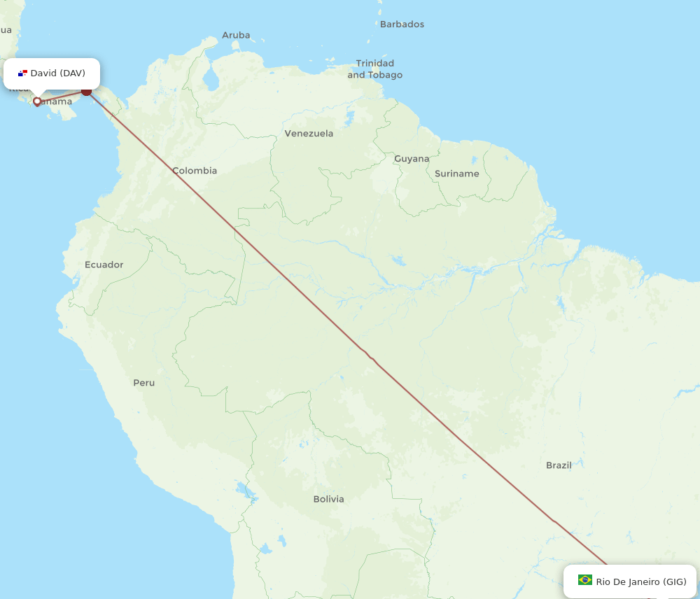DAV-GIG flight routes