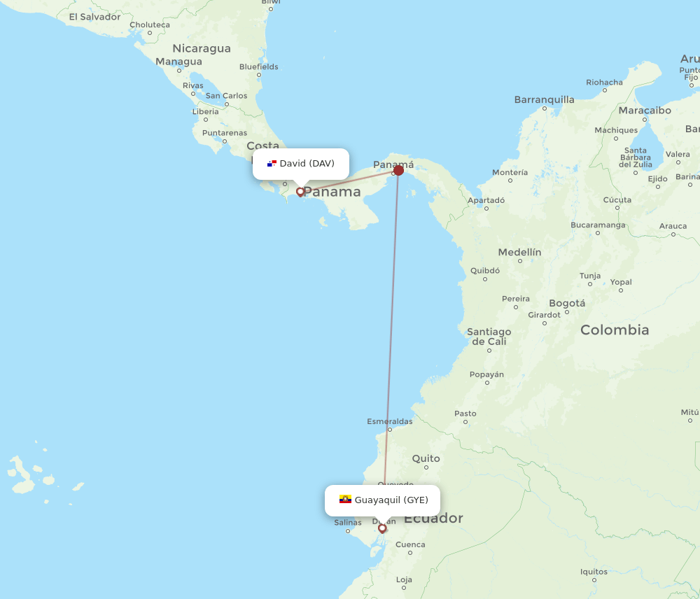 DAV-GYE flight routes