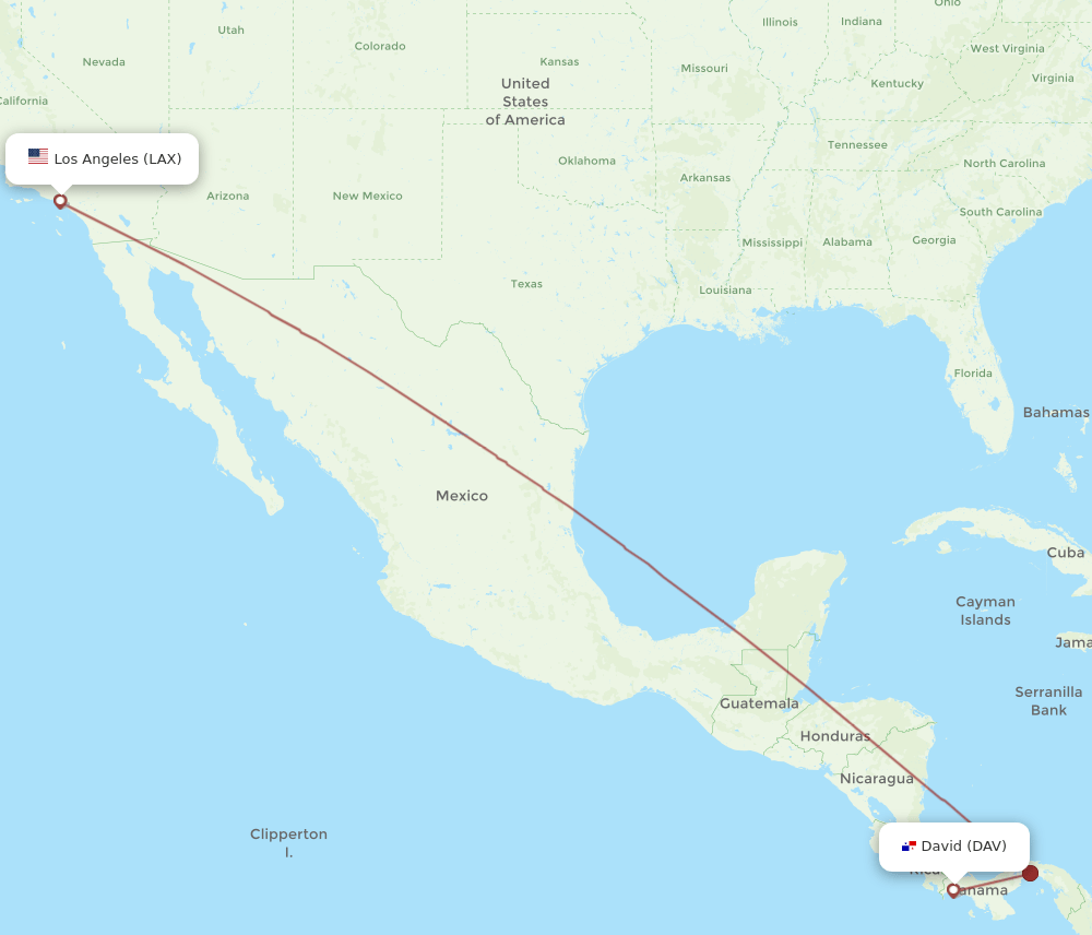 LAX to DAV flights and routes map