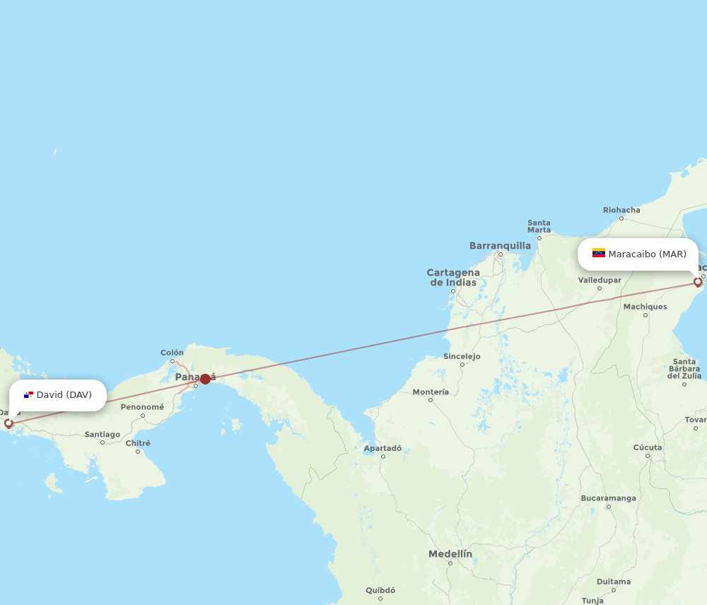 DAV-MAR flight routes