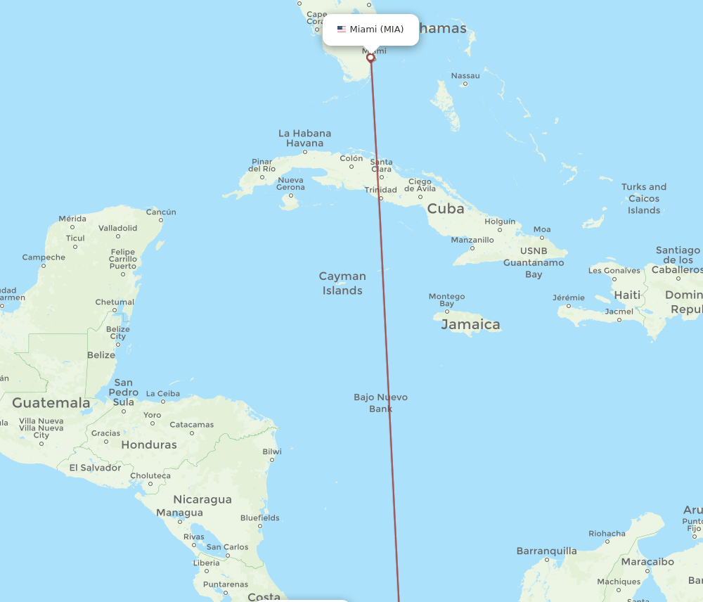 DAV-MIA flight routes
