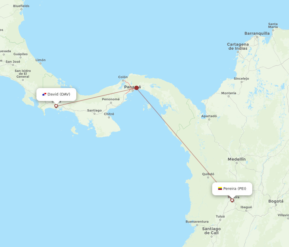 DAV-PEI flight routes