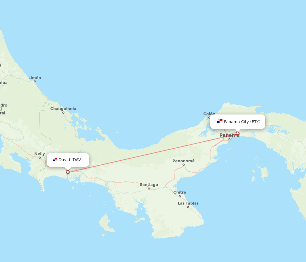 David - Panama City route map and flight paths