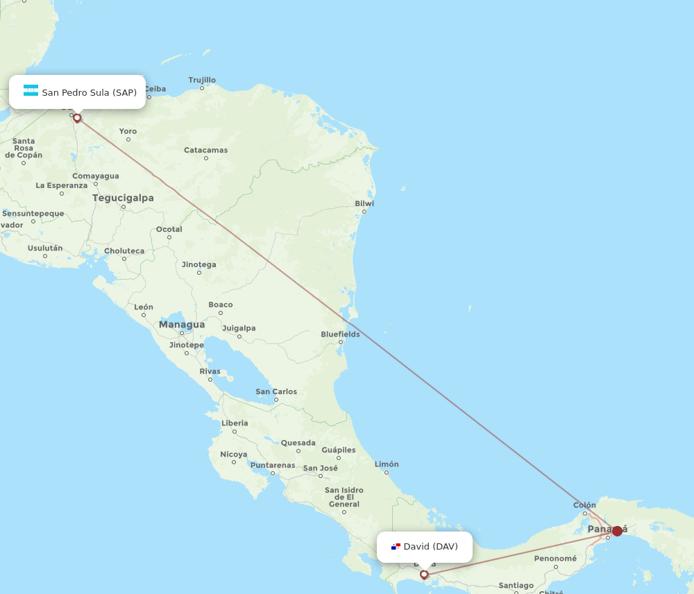 DAV-SAP flight routes