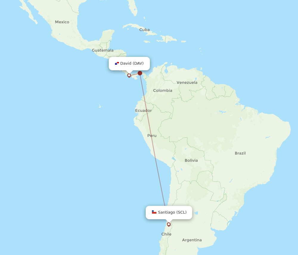 DAV-SCL flight routes