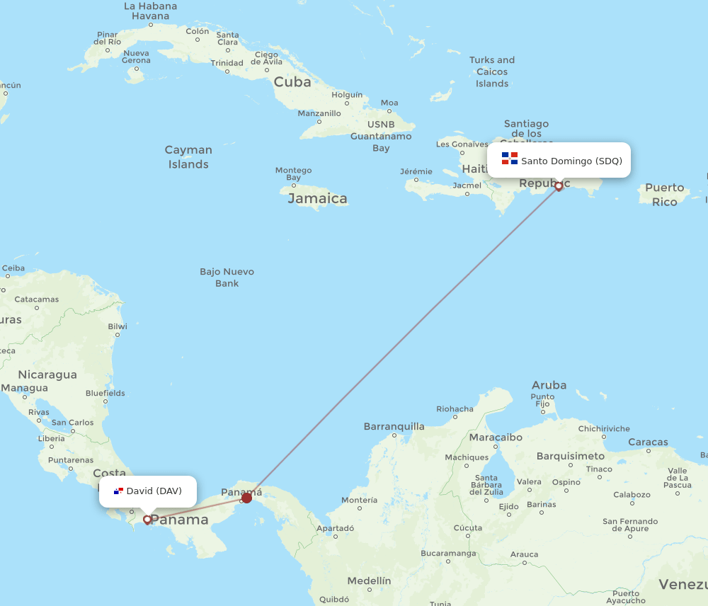 DAV-SDQ flight routes