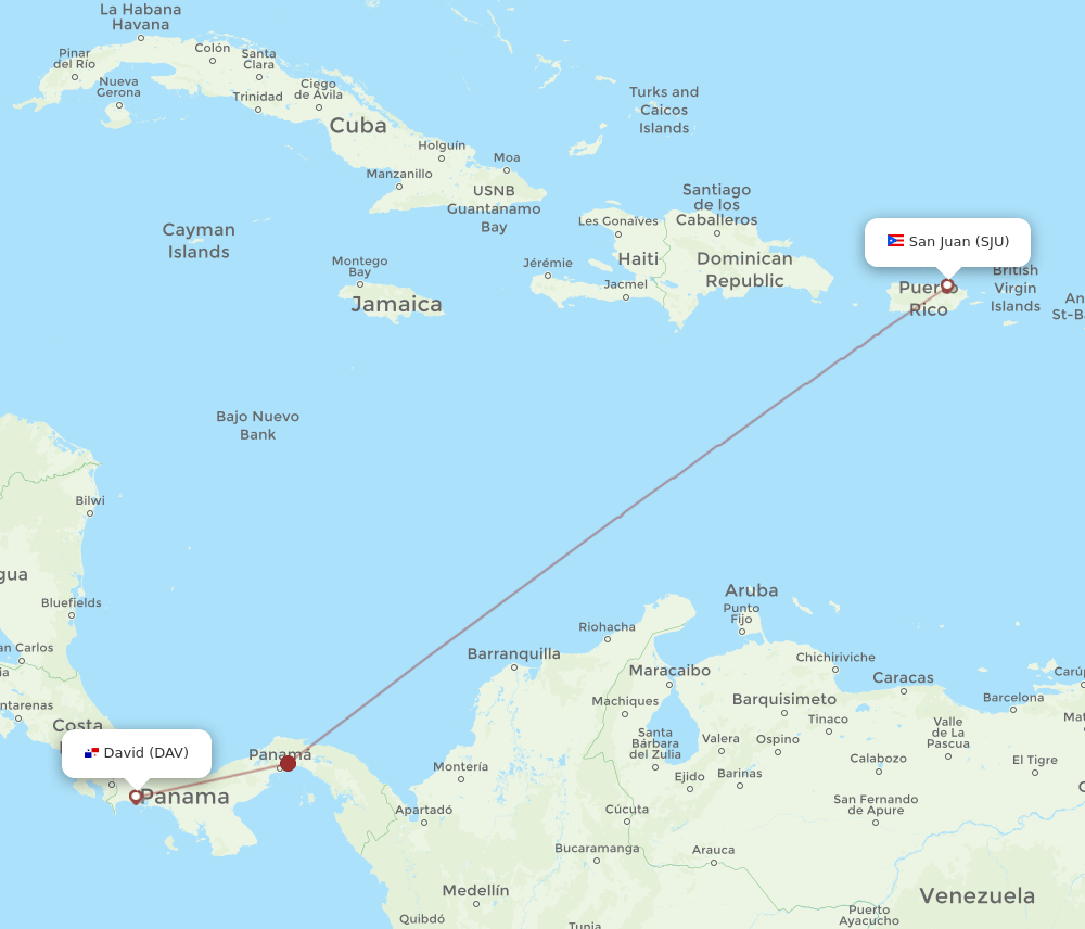 DAV-SJU flight routes