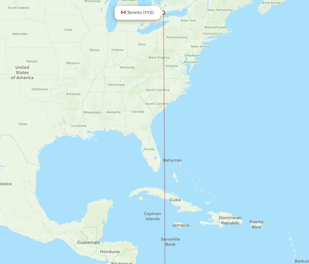 Toronto - David route map and flight paths