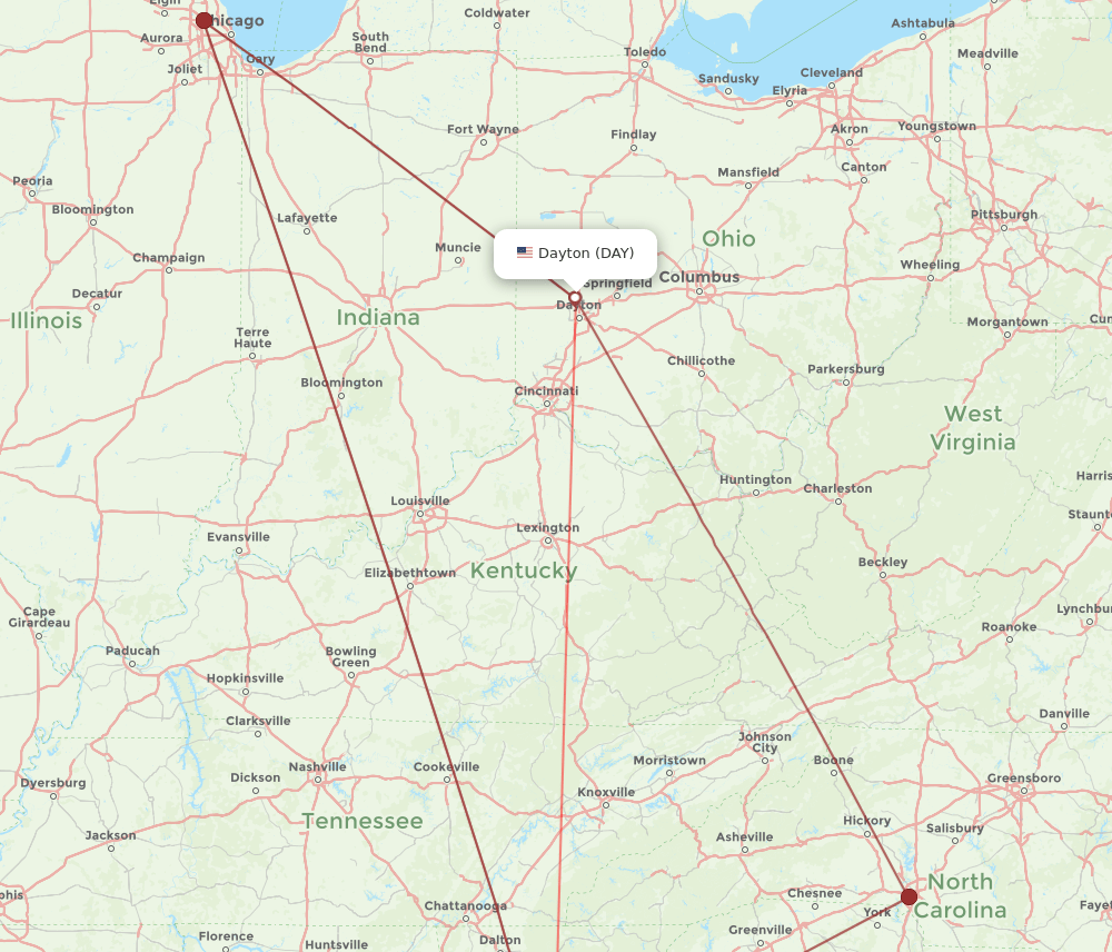 DAY to ATL flights and routes map
