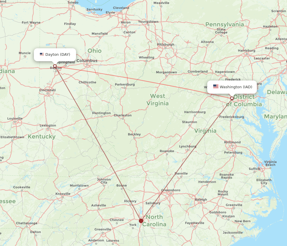 DAY-IAD flight routes