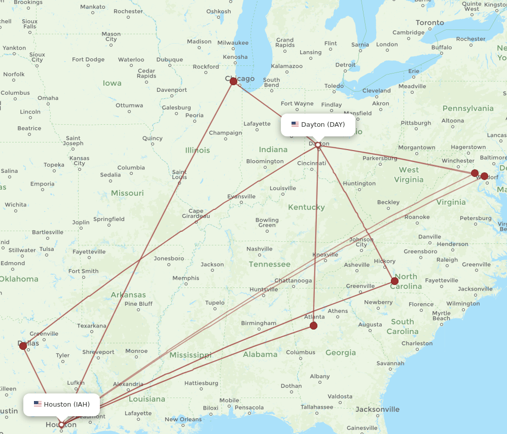 DAY-IAH flight routes