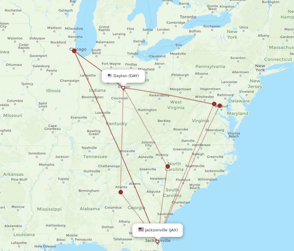 DAY-JAX flight routes