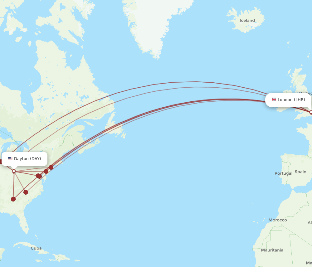 DAY-LHR flight routes