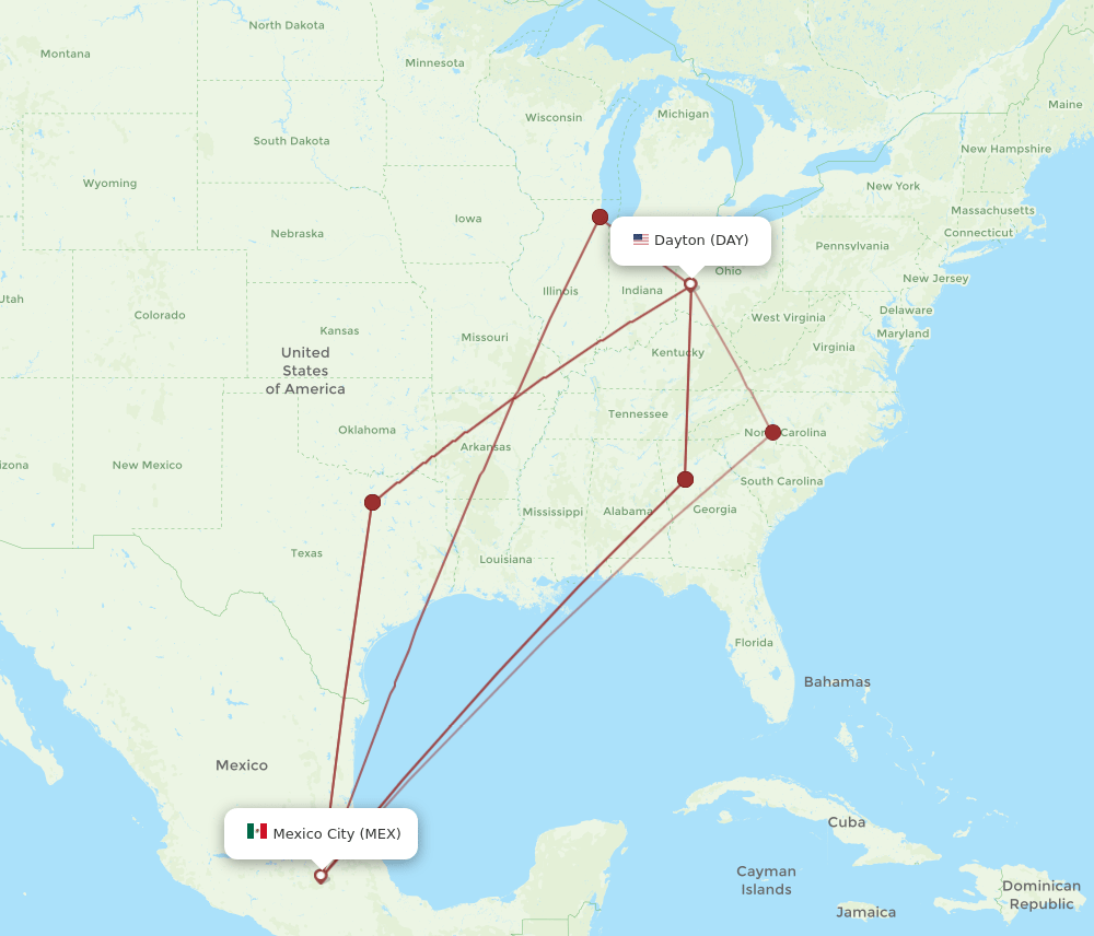 DAY-MEX flight routes