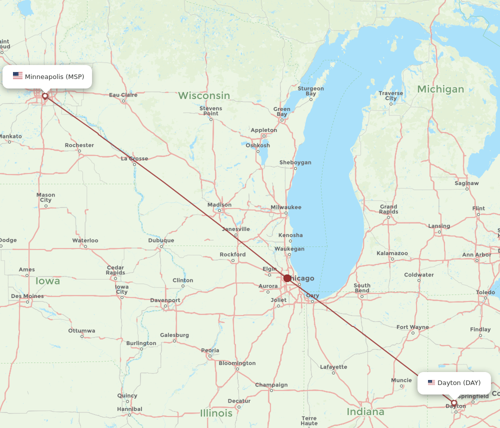 DAY-MSP flight routes