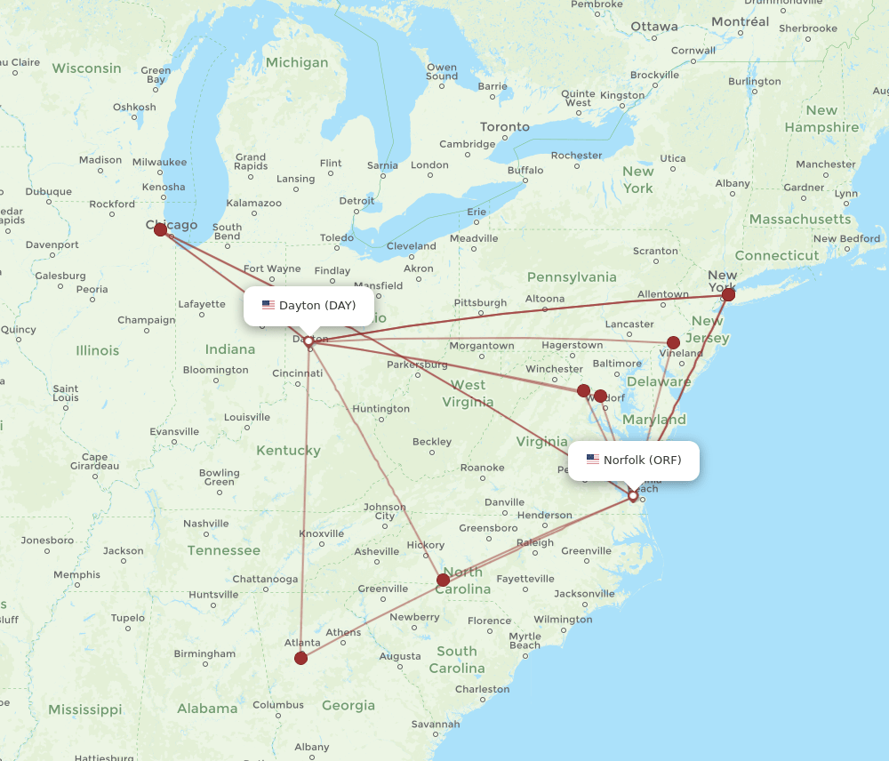 DAY-ORF flight routes