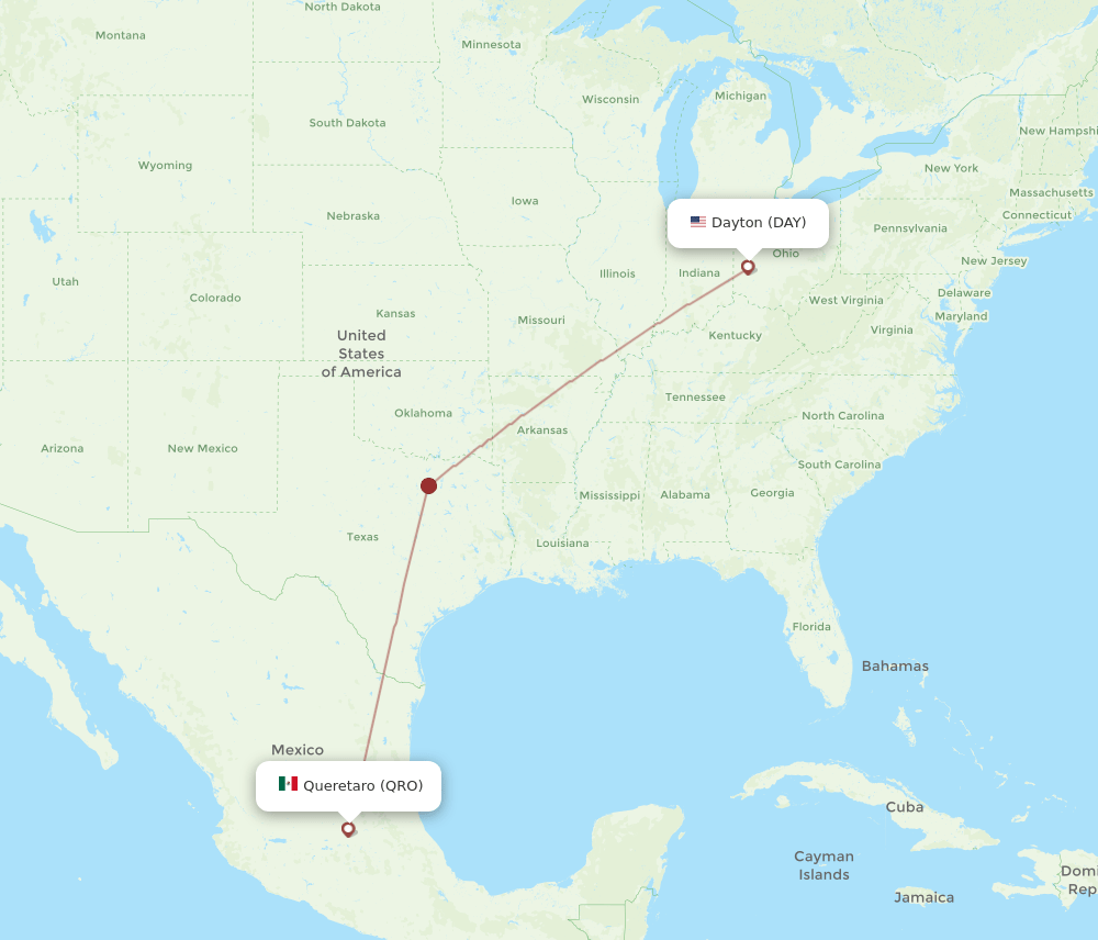 DAY-QRO flight routes
