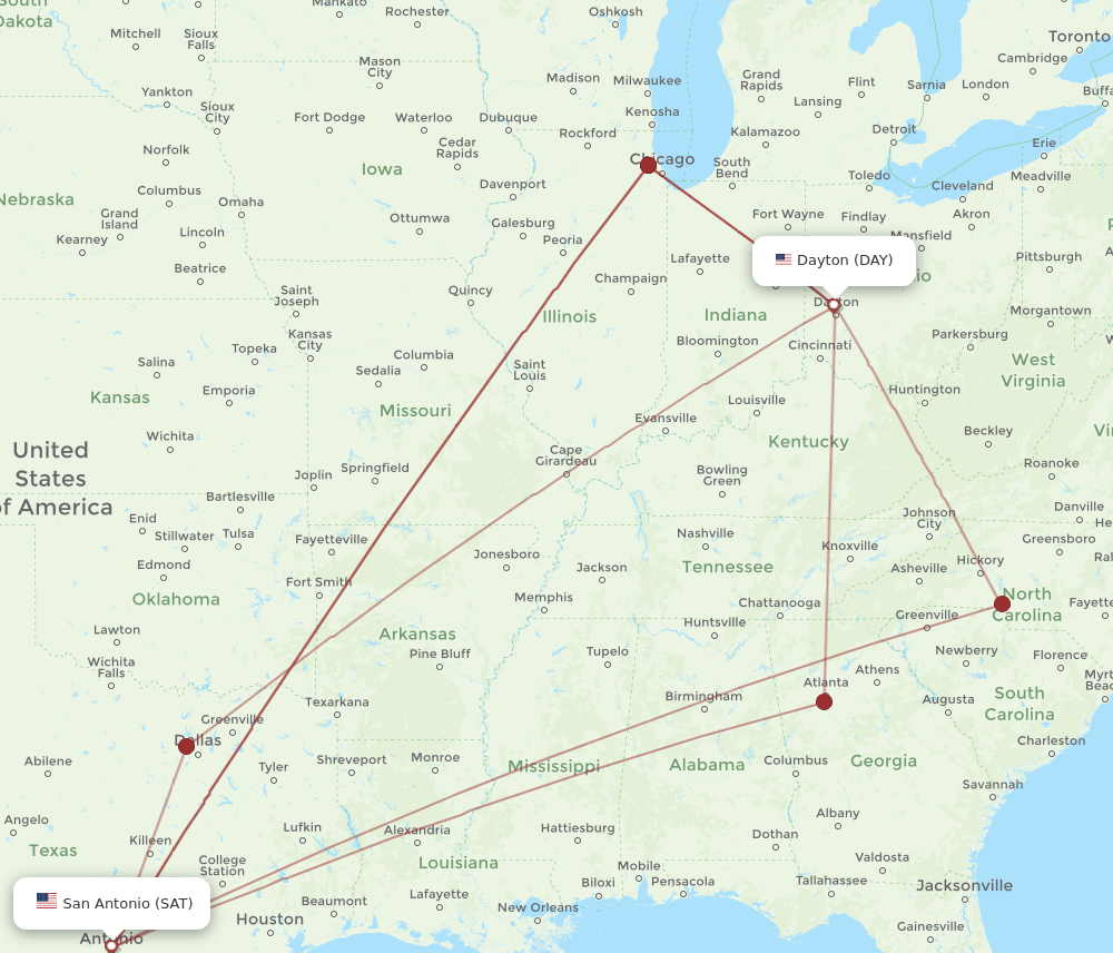 DAY-SAT flight routes