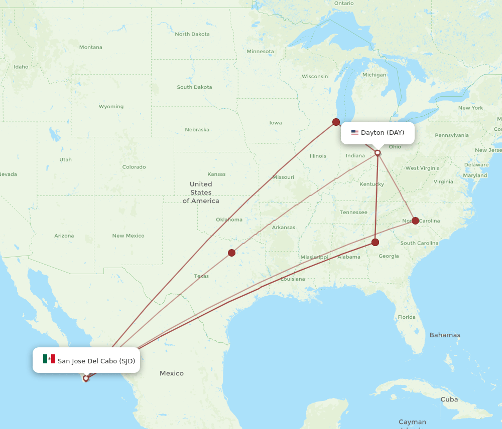 DAY-SJD flight routes
