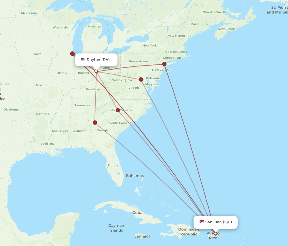 DAY-SJU flight routes